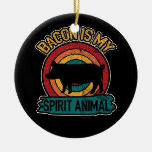 Bacon är min spirit Animal Bacon Älskare Grilling Julgransprydnad Keramik
