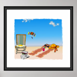 Bacon at Beach PRINT Poster