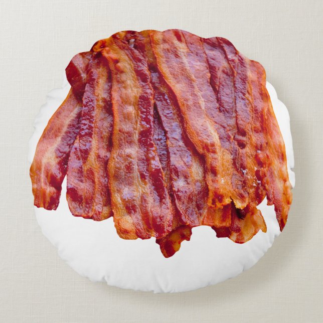 Bacon Bacon Bacon Rund Kudde (Framsidan)
