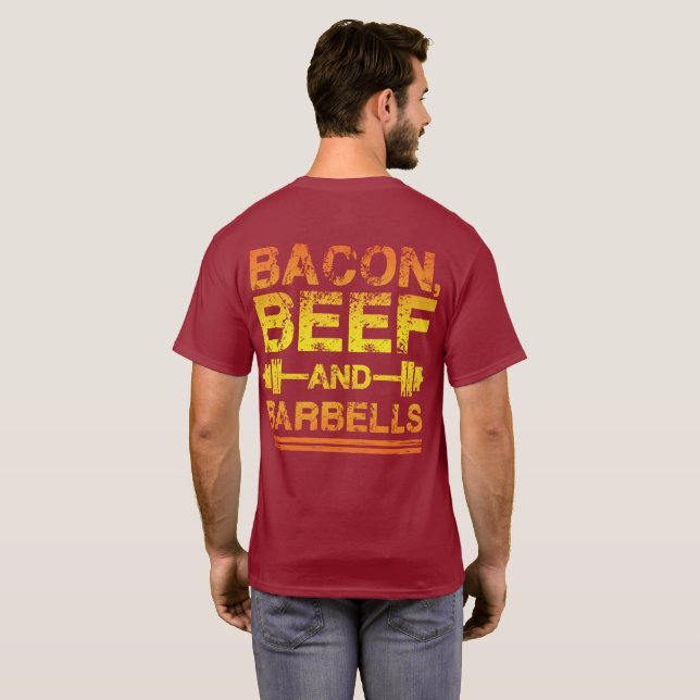 Bacon, Beef, Barbells - Gym Workout Motivational Tröja (Hel baksida)