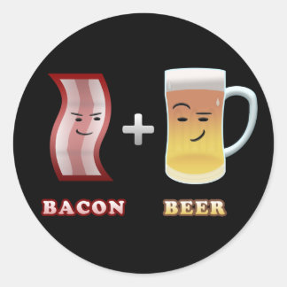 Bacon & Beer är upp till något (svart bkgd) Runt Klistermärke