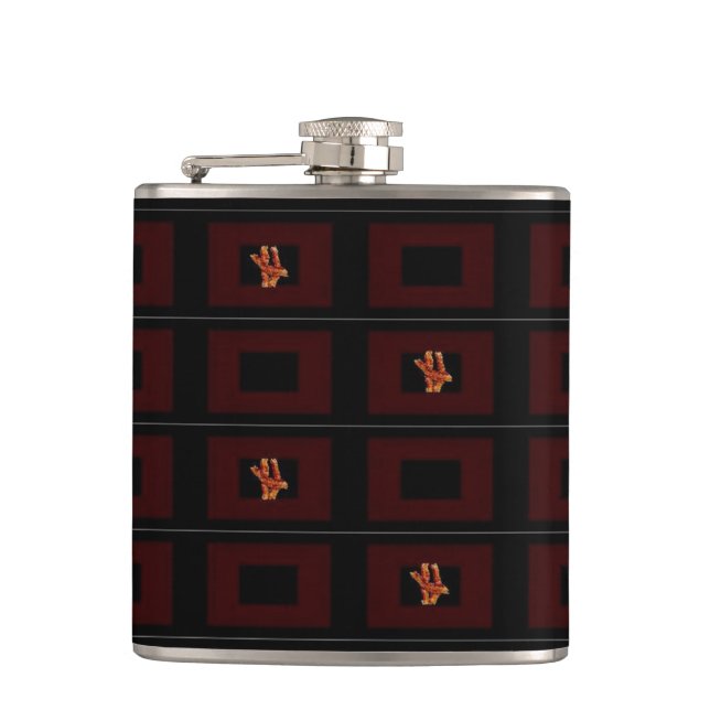 Bacon Black & Burgandy Flask Design 1 Fickplunta (Framsidan)