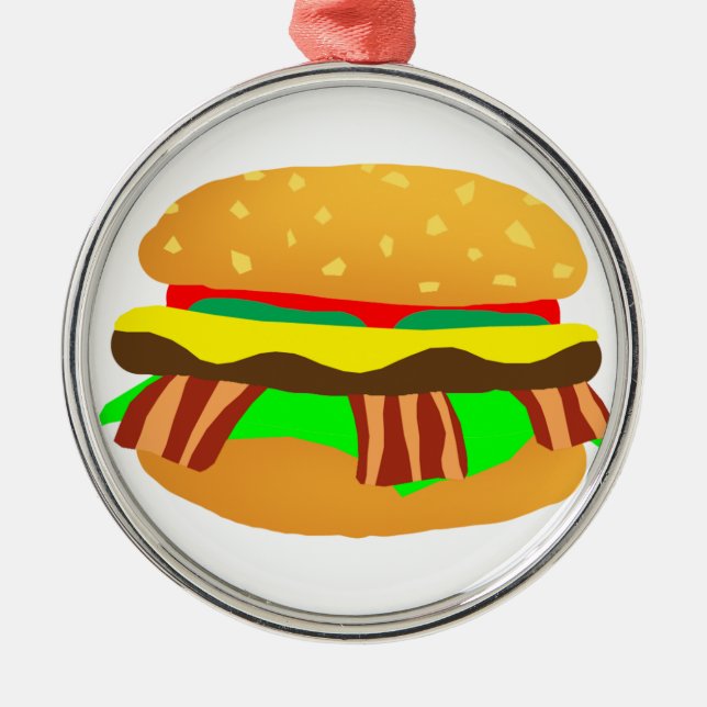 Bacon Cheeseburger Julgransprydnad Metall (Framsidan)