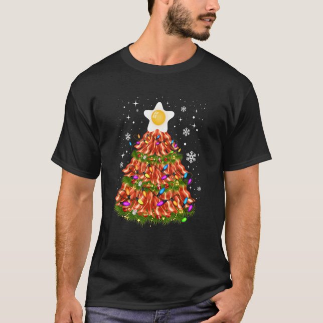 Bacon Christmas Tree Egg Top      Pork   T Shirt (Framsida)
