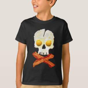 Bacon Crossbone Eggs Skull Sizzling Tee Shirt