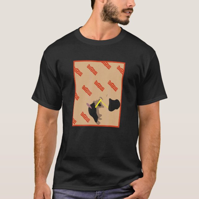 Bacon Det Regnar Pug Rollig Grafik T Shirt (Framsida)