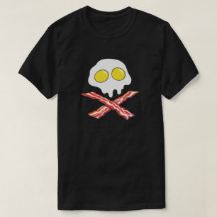 Bacon Egg Skull Crossbone Gris Älskare Breakfast T Shirt