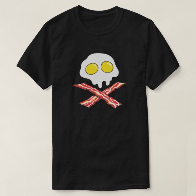 Bacon Egg Skull Crossbone Gris Älskare Breakfast T Shirt (Design framsida)
