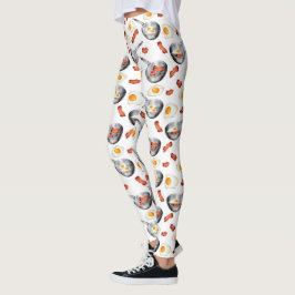 Bacon & Eggs Breakfast Food Mönster Leggings