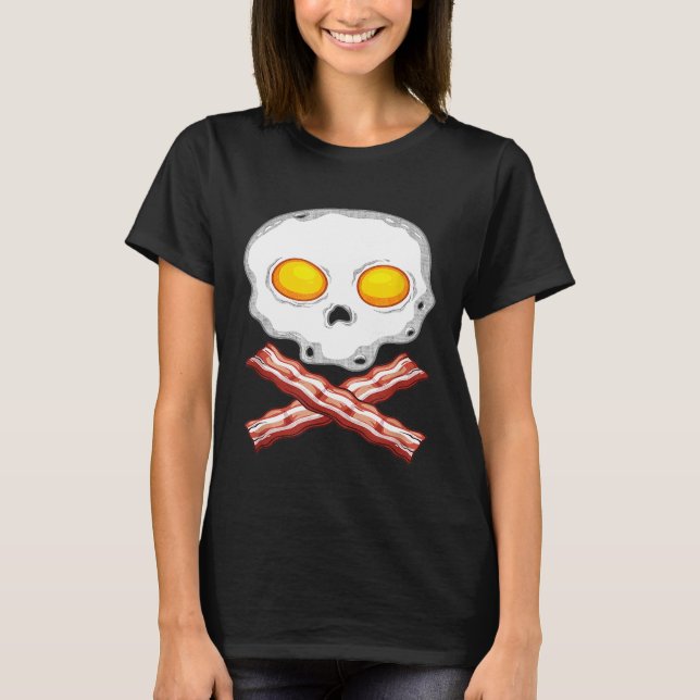 Bacon Eggs Skull Manar Women Kid Crossbone T Shirt (Framsida)