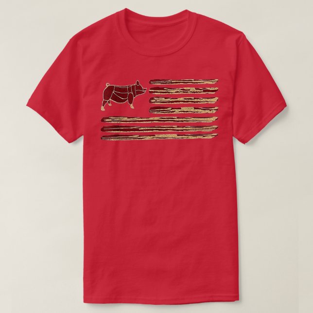 Bacon Flagga Gris Vintage T Shirt (Design framsida)
