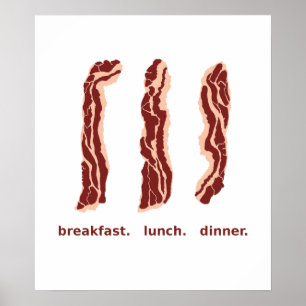 Bacon för frukost, lunch och middagaffisch poster