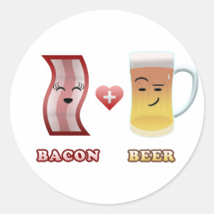 Bacon + Förälskad öl Runt Klistermärke