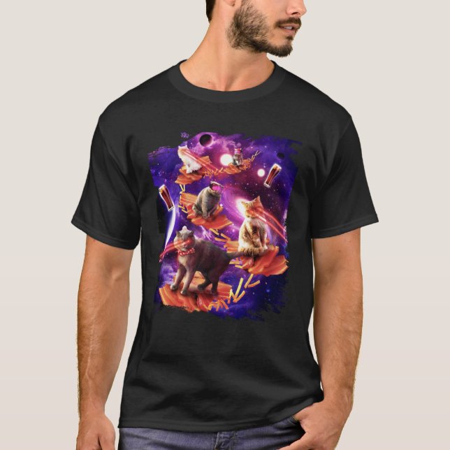 Bacon Galax Laser Katt Utrymme Bacon Katter T Shirt (Framsida)