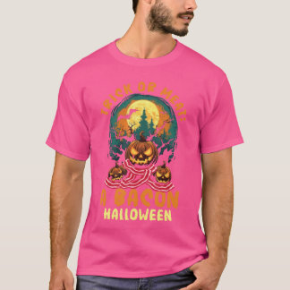 Bacon Halloween Scary Bus eller godis Spooky Break T Shirt