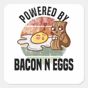 Bacon Ham Diet Breakfast Bacon Fläkt Fried Egg Fyrkantigt Klistermärke