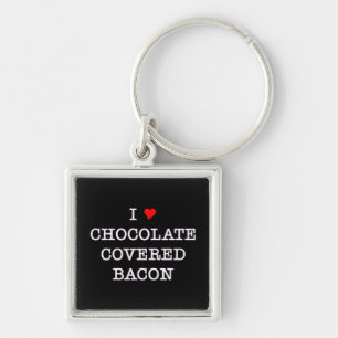 Bacon I Kärlek Chocolate Fyrkantig Silverfärgad Nyckelring