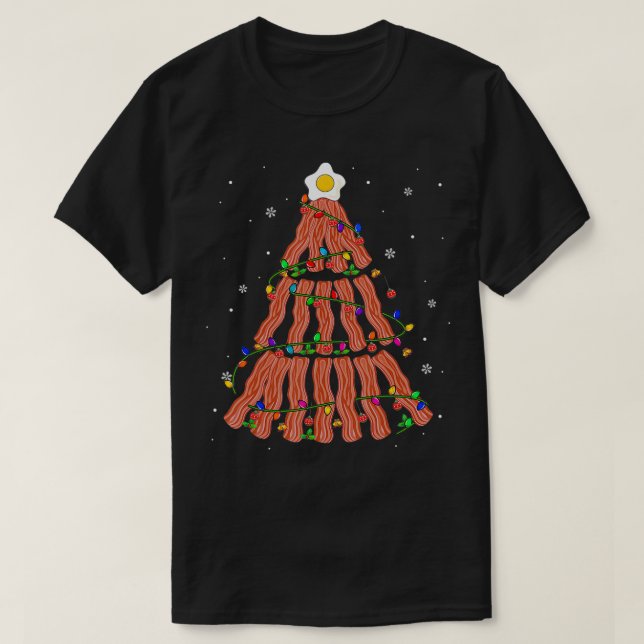 Bacon Julgran Cute jul Ljus Bacon P T Shirt (Design framsida)
