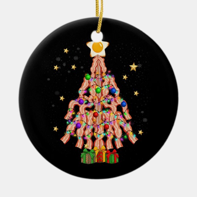 Bacon Julgran Egg Top Gris Älskare God jul Julgransprydnad Keramik (Framsidan)