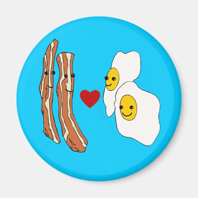 Bacon Kärlek Eggs Funny Bacon Design Magnet (Framsidan)