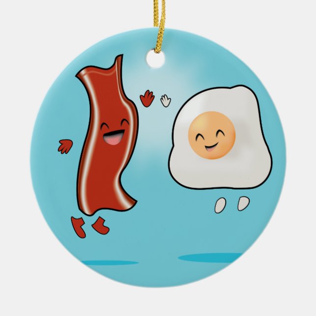Bacon Kärlek Eggs Julgransprydnad Keramik (Framsidan)