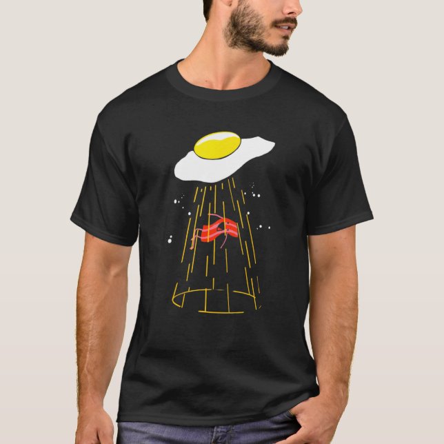 Bacon och ägg Alien Abduction Egg Crispy Breakfas T Shirt (Framsida)