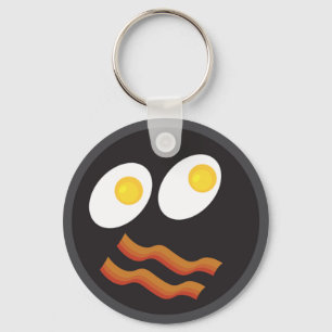 bacon och ägg ansikte nyckelring
