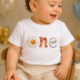 Bacon och ägg En bebis 1-års födelsedags T-shirt