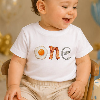 Bacon och ägg En bebis 1-års födelsedags T-shirt