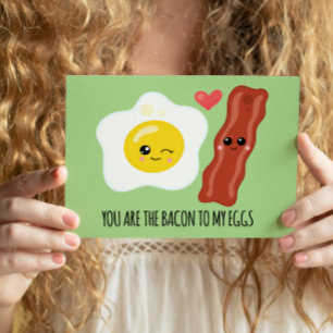 Bacon och Ägg Kawaii Roliga Alla Hjärtans Dagar Helg Vykort