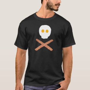 Bacon och ägg skalle och crossbonest-skjorta t-shirt
