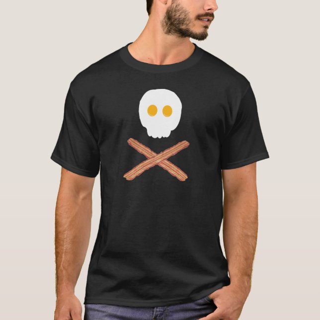 Bacon och ägg skalle och crossbonest-skjorta t-shirt (Framsida)