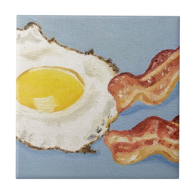 Bacon- och äggfrukost-målning kakelplatta (Framsidan)