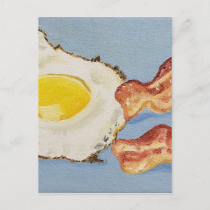 Bacon- och äggfrukost-målning vykort