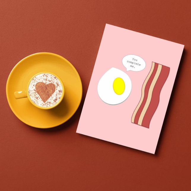 Bacon- och ägghjärtans dagskort helgkort (Skapare uppladdad)