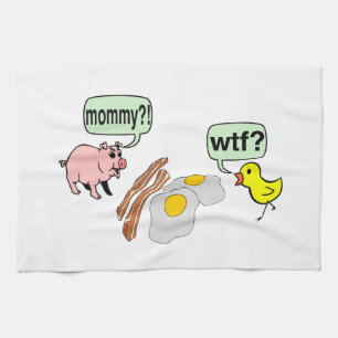 Bacon och äggmardröm kökshandduk