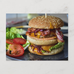 Bacon och Cheese Hamburger Vykort