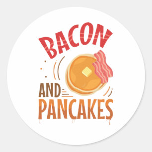 Bacon och Pancakes Runt Klistermärke