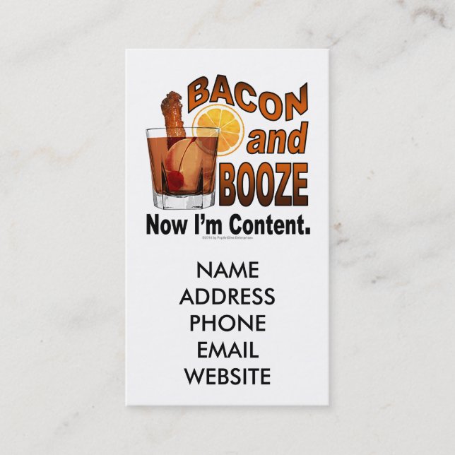 BACON och SPRIT! Nu är jag nöjd. Visitkort (Framsida)