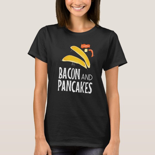 Bacon Pancakes Cute Morgon Food Breakfast T Shirt (Framsida)