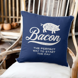 Bacon Perfekten sätt att starta dagen med köttätar Kudde