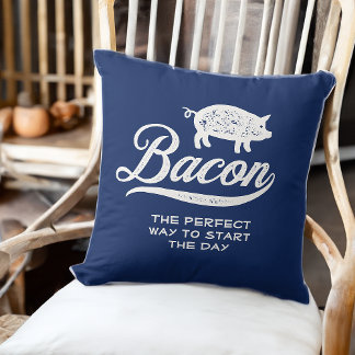 Bacon Perfekten sätt att starta dagen med köttätar Kudde