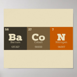 Bacon Periodic Bord Chemistry Teacher eller Studen Poster