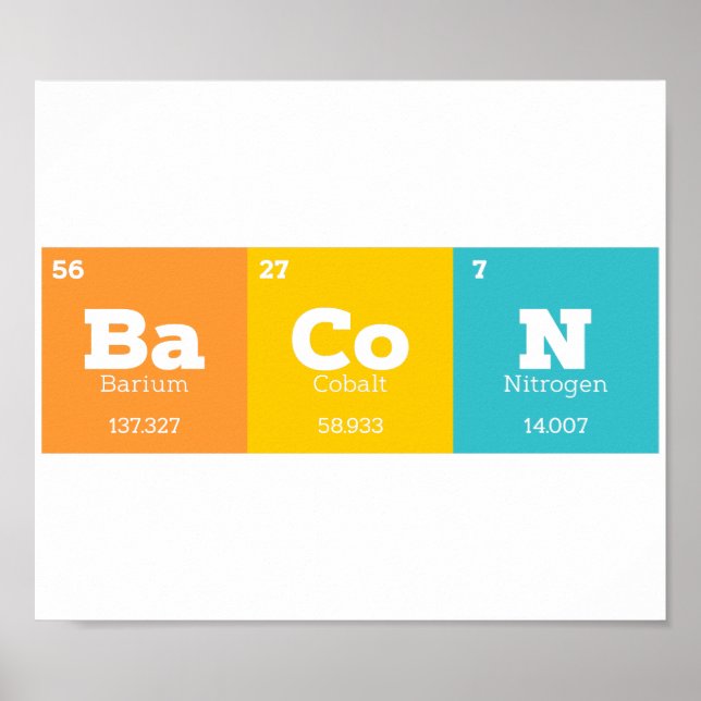 Bacon Periodic Bord Chemistry Teacher eller Studen Poster (Framsidan)