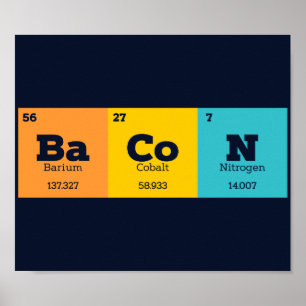 Bacon Periodic Bord Chemistry Teacher eller Studen Poster