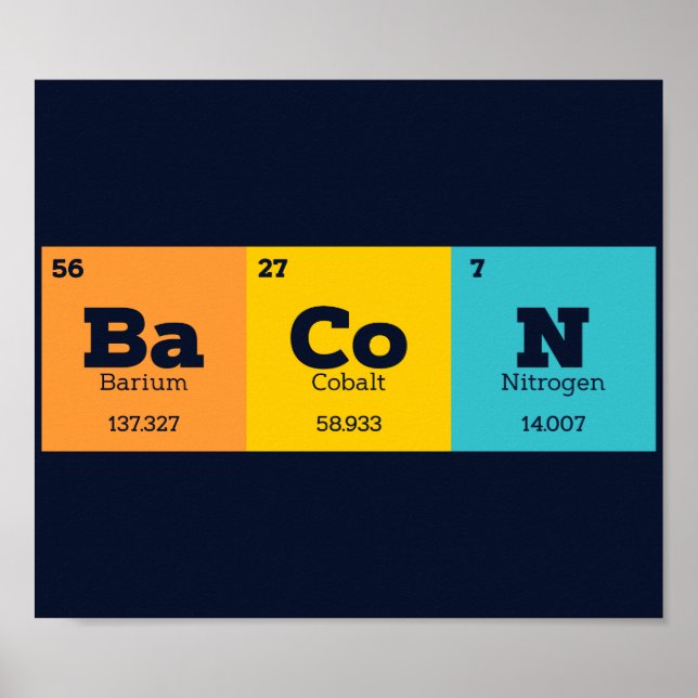 Bacon Periodic Bord Chemistry Teacher eller Studen Poster (Framsidan)