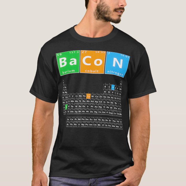 Bacon Periodic Bord Funny Bacon Chemistry Memine T Shirt (Framsida)