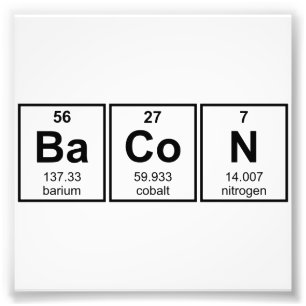Bacon Periodic Bord Inslag Symbols Fototryck