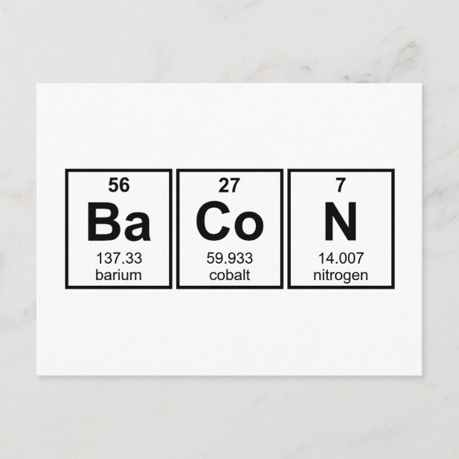 Bacon Periodic Bord Inslag Symbols Vykort (Framsida)