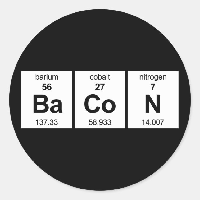 BaCoN Periodic Bord Runt Klistermärke (Framsida)